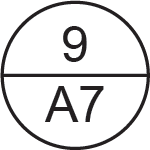 "Diagram of a detail reference symbol, featuring the number '9' in the upper half and 'A7' in the lower half of a circle."