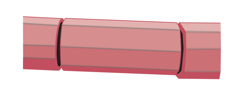 "Illustration of a clay tile pipe used for subsoil drainage, featuring a cylindrical shape with two sections joined together."