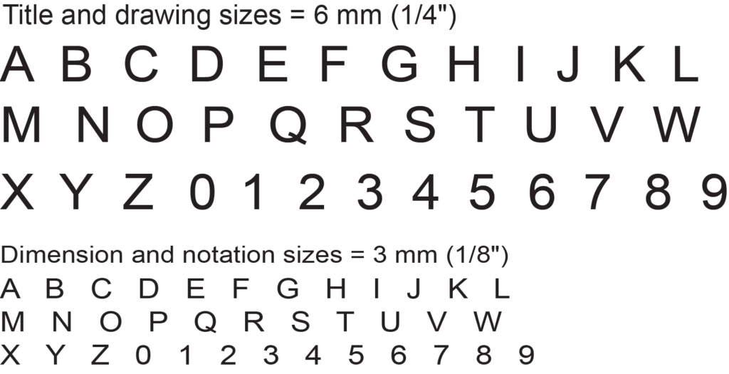 "Examples of standard lettering for drawings"